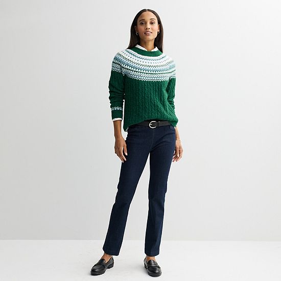  Women's Croft & Barrow® Diamond Fairisle Cable Sweater