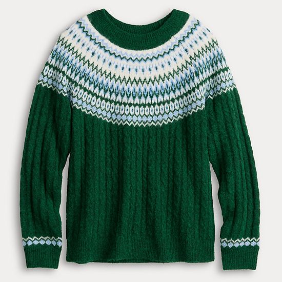  Women's Croft & Barrow® Diamond Fairisle Cable Sweater
