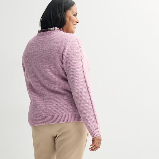  Plus Size Croft & Barrow® Raglan Sleeve Ringer Fairisle Sweater