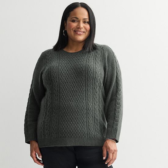  Plus Size Croft & Barrow® Raglan Sleeve Ringer Fairisle Sweater