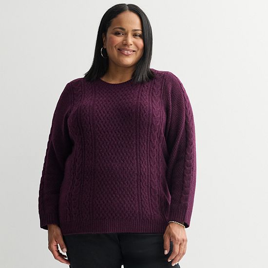  Plus Size Croft & Barrow® Raglan Sleeve Ringer Fairisle Sweater
