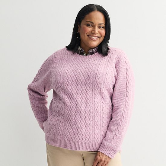  Plus Size Croft & Barrow® Raglan Sleeve Ringer Fairisle Sweater