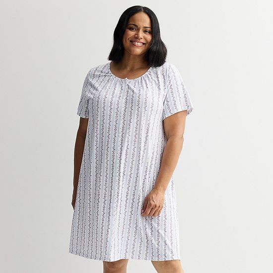  Plus Size Croft & Barrow® Short Sleeve Sleep Knit Gown