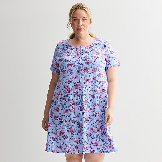  Plus Size Croft & Barrow® Short Sleeve Sleep Knit Gown