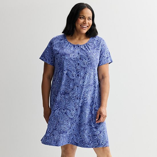  Plus Size Croft & Barrow® Short Sleeve Sleep Knit Gown
