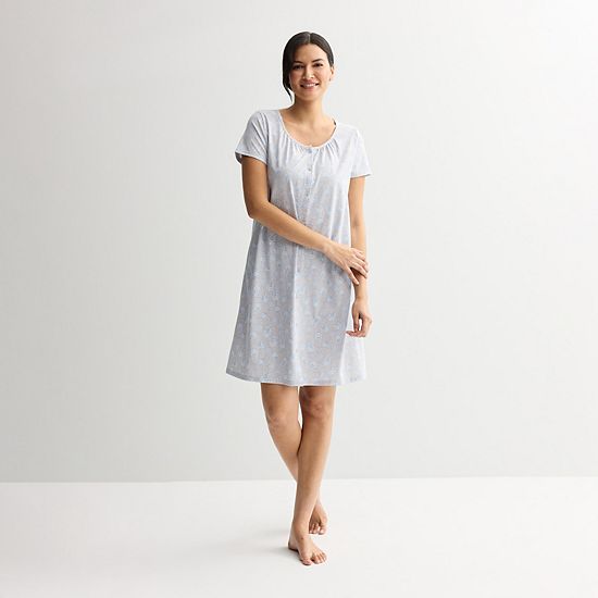  Petite Croft & Barrow® Short Sleeve Knit Sleep Gown
