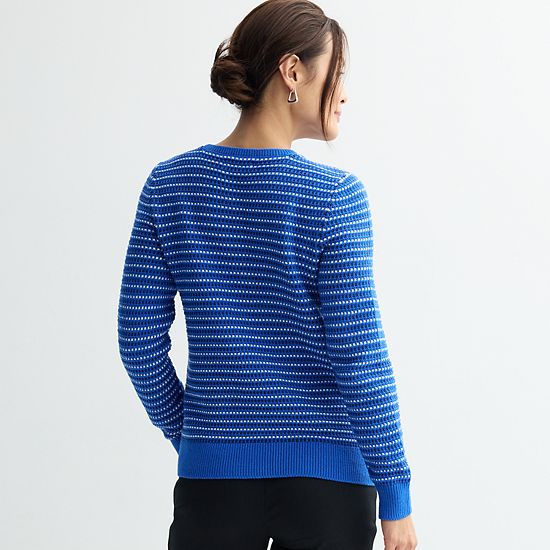  Women's Croft & Barrow® Long Sleeve Textured Stripe Pullover Sweater