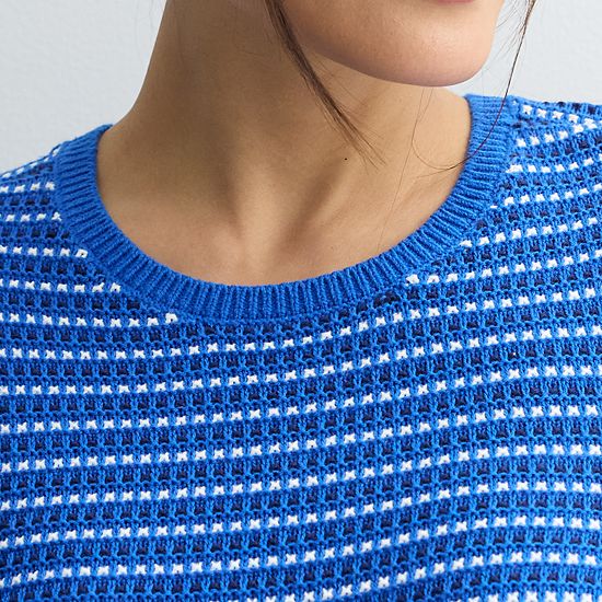  Women's Croft & Barrow® Long Sleeve Textured Stripe Pullover Sweater