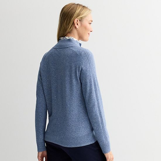  Women's Croft & Barrow® Mockneck Full-Zip Sweater