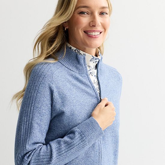  Women's Croft & Barrow® Mockneck Full-Zip Sweater