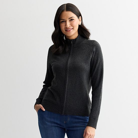  Women's Croft & Barrow® Mockneck Full-Zip Sweater