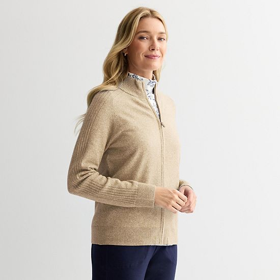  Women's Croft & Barrow® Mockneck Full-Zip Sweater