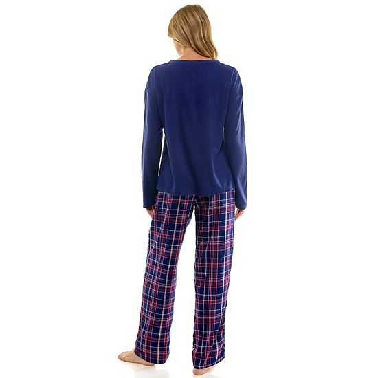  Petite Croft & Barrow® Henley Pajama Top & Flannel Pajama Bottoms Set