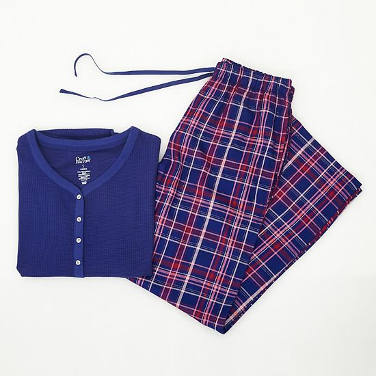  Petite Croft & Barrow® Henley Pajama Top & Flannel Pajama Bottoms Set