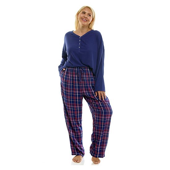 Plus Size Croft & Barrow® Henley Pajama Top & Flannel Pajama Bottoms Set