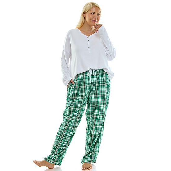  Plus Size Croft & Barrow® Henley Pajama Top & Flannel Pajama Bottoms Set