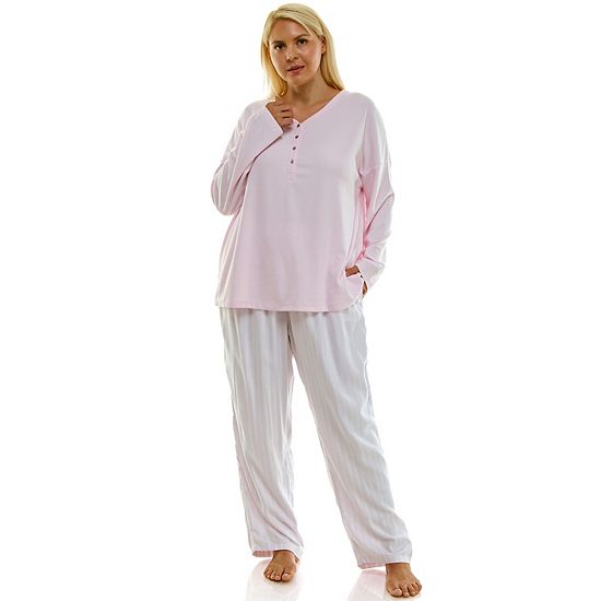  Plus Size Croft & Barrow® Henley Pajama Top & Flannel Pajama Bottoms Set