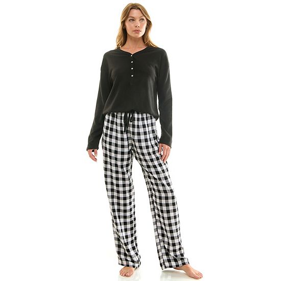  Women's Tall Croft & Barrow® Henley Pajama Top & Woven Rayon Pajama Bottoms Set