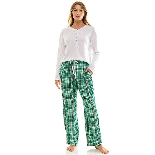  Women's Tall Croft & Barrow® Henley Pajama Top & Woven Rayon Pajama Bottoms Set