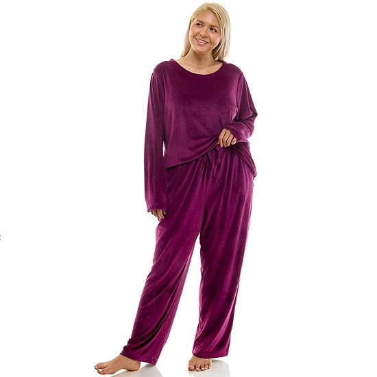  Plus Size Croft & Barrow® Velour Pajama Top & Pajama Bottoms Set