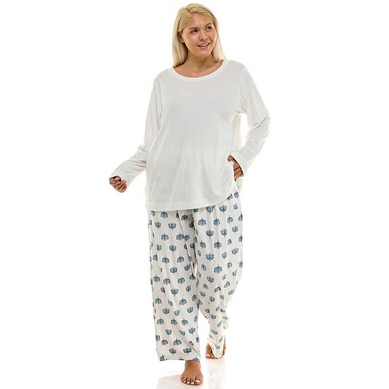  Plus Size Croft & Barrow® Velour Pajama Top & Pajama Bottoms Set