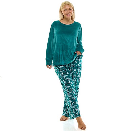  Plus Size Croft & Barrow® Velour Pajama Top & Pajama Bottoms Set