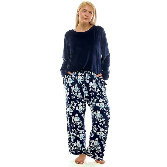  Plus Size Croft & Barrow® Velour Pajama Top & Pajama Bottoms Set