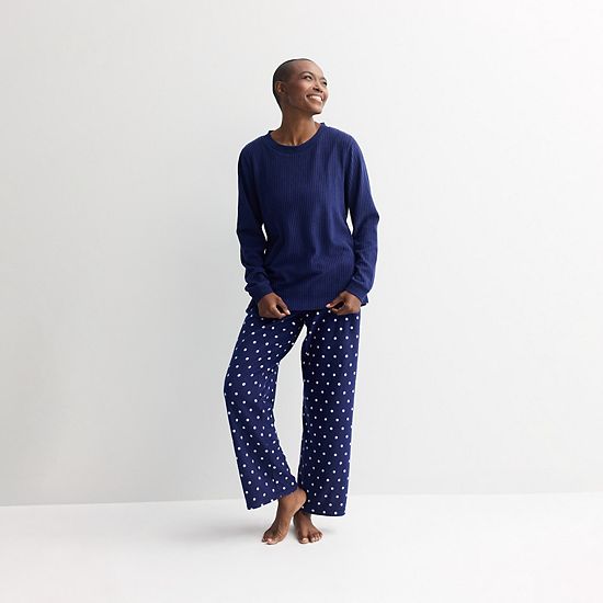  Women's Croft & Barrow® 2-pc. Micro Fleece Pajama Top & Pajama Bottoms Set