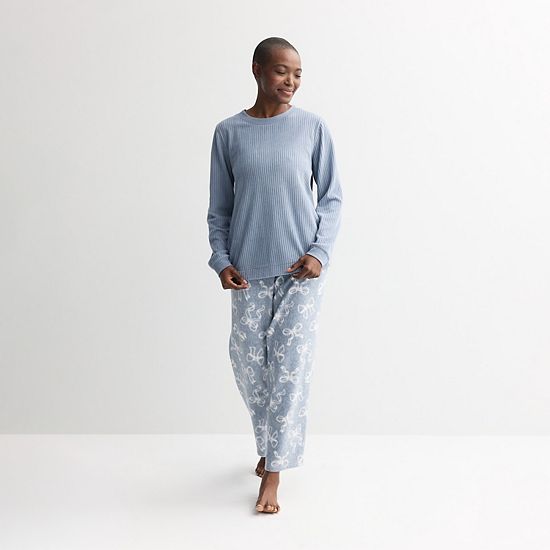  Women's Croft & Barrow® 2-pc. Micro Fleece Pajama Top & Pajama Bottoms Set