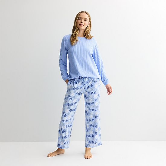  Women's Croft & Barrow® 2-pc. Micro Fleece Pajama Top & Pajama Bottoms Set
