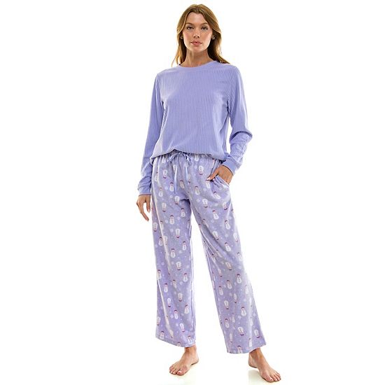  Women's Croft & Barrow® 2-pc. Micro Fleece Pajama Top & Pajama Bottoms Set