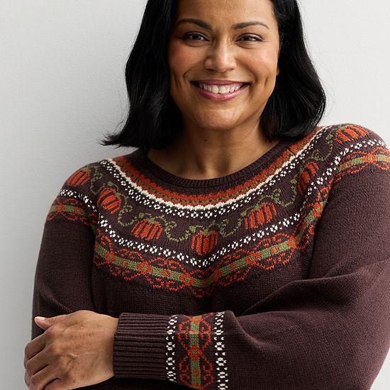  Plus Size Croft & Barrow® Fairisle Pullover Sweater