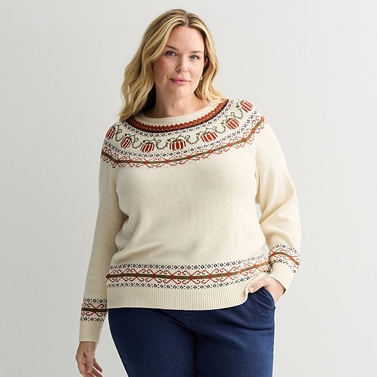  Plus Size Croft & Barrow® Fairisle Pullover Sweater