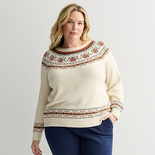  Plus Size Croft & Barrow® Fairisle Pullover Sweater