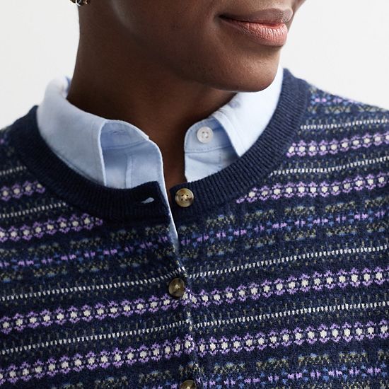  Women's Croft & Barrow® All Over Fair Isle Button Sweater Cardigan