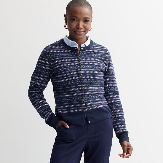  Women's Croft & Barrow® All Over Fair Isle Button Sweater Cardigan