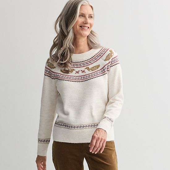  Women's Croft & Barrow® Loon Ringer Fair Isle Pullover Sweater