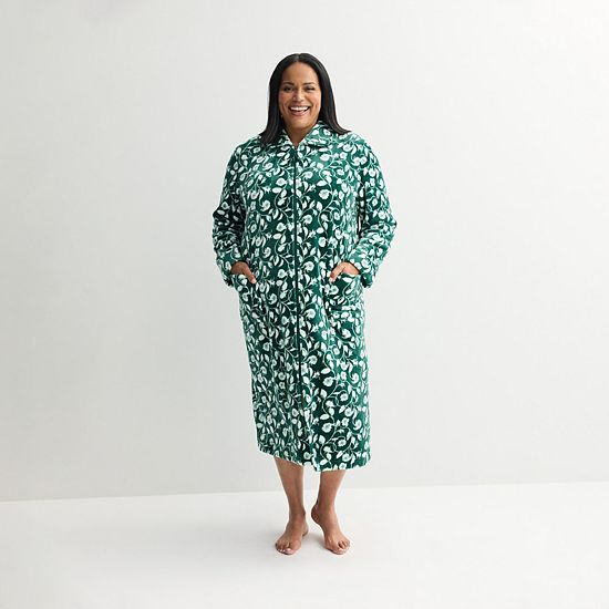  Women's Plus Croft & Barrow® Long Plush Zip Front Robe