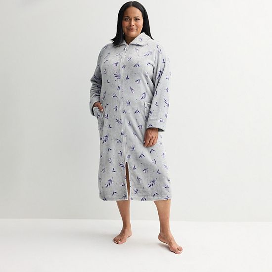  Women's Plus Croft & Barrow® Long Plush Zip Front Robe
