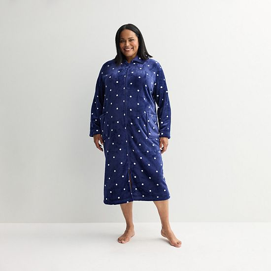  Women's Plus Croft & Barrow® Long Plush Zip Front Robe