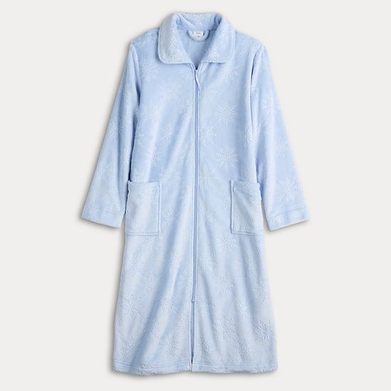  Women's Croft & Barrow® Long Plush Zip Front Robe