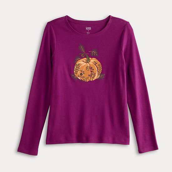  Women's Croft & Barrow® Long Sleeve Harvest Motif Tee