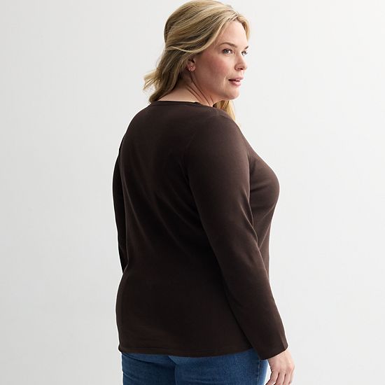  Plus Size Croft & Barrow® Harvest Motif Tee With Rounded Hem