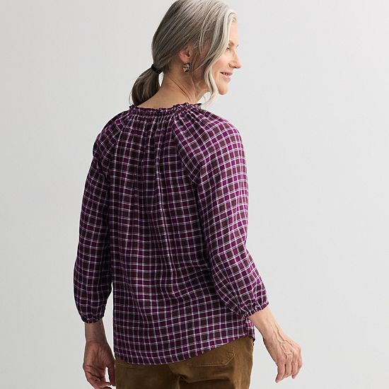  Women's Croft & Barrow® Split Neck Drapey Blouse