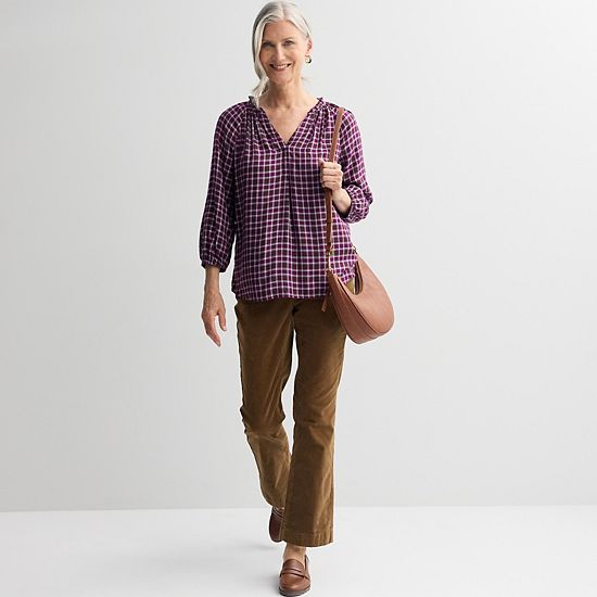  Women's Croft & Barrow® Split Neck Drapey Blouse