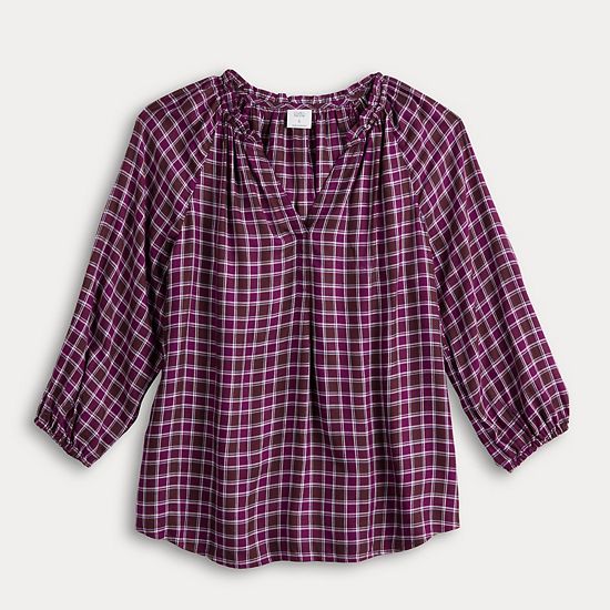  Women's Croft & Barrow® Split Neck Drapey Blouse