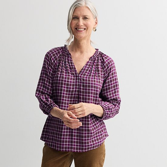  Women's Croft & Barrow® Split Neck Drapey Blouse