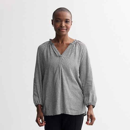  Women's Croft & Barrow® Split Neck Drapey Blouse
