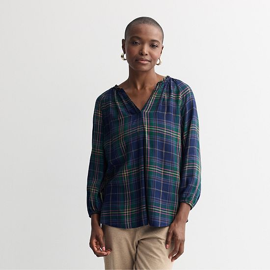  Women's Croft & Barrow® Split Neck Drapey Blouse