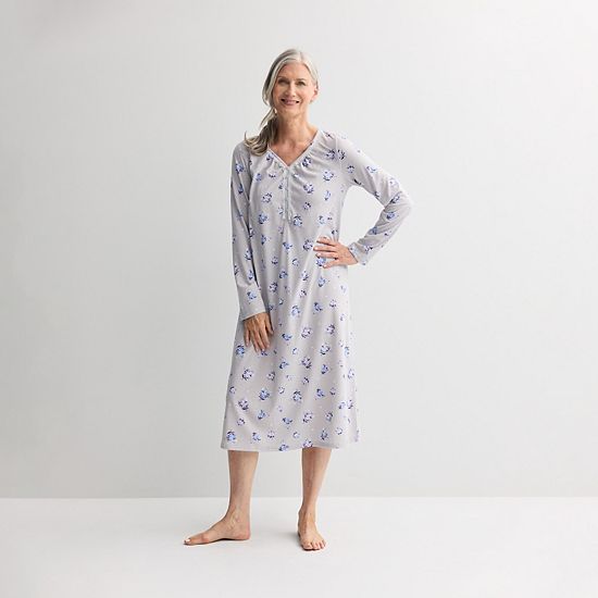  Women's Croft & Barrow® Long Sleeve Sleep Knit Gown